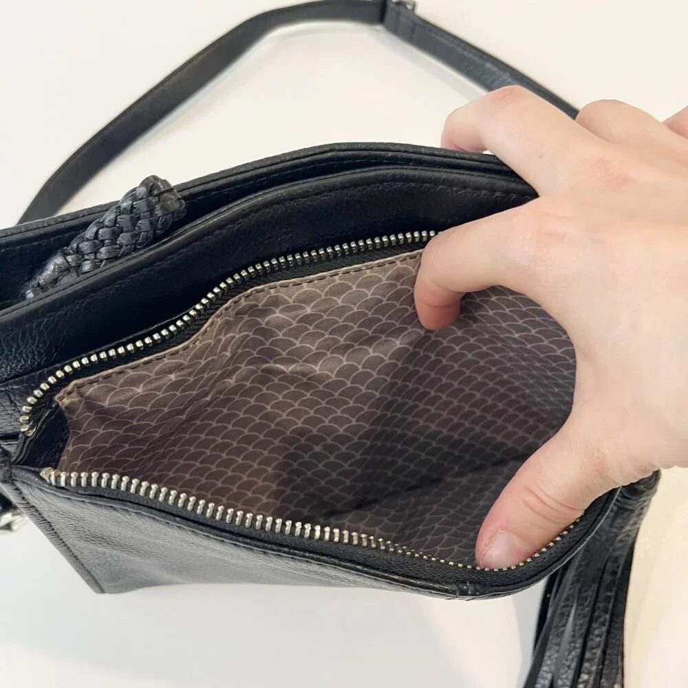 Brighton Barbados‎ City Organizer Purse Black Pebbled Leather Bag